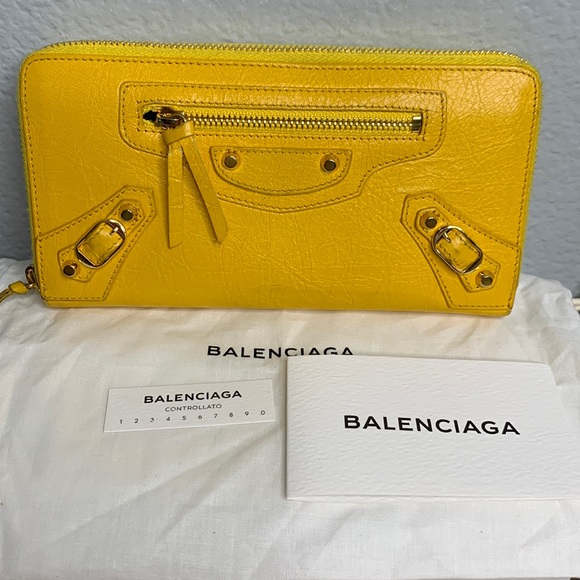 Balenciaga Handbags - Balenciaga distressed leather long zip Wallet